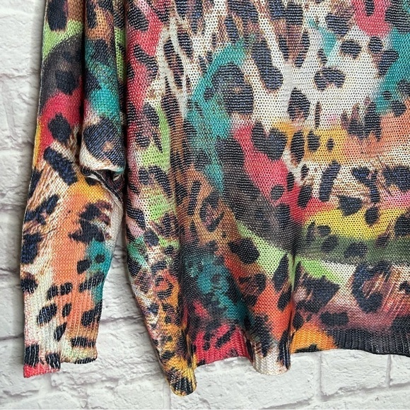 Free For Humanity Colorful Leopard Knit Long Sleeve Sweater - Picture 6 of 10